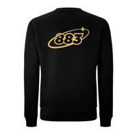 Black Centreforce sweatshirt with small yellow chest logo and large back print_back view