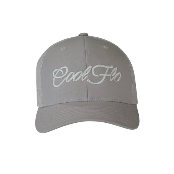 Silver Trucker Cap matching script logo embroidered on the front.