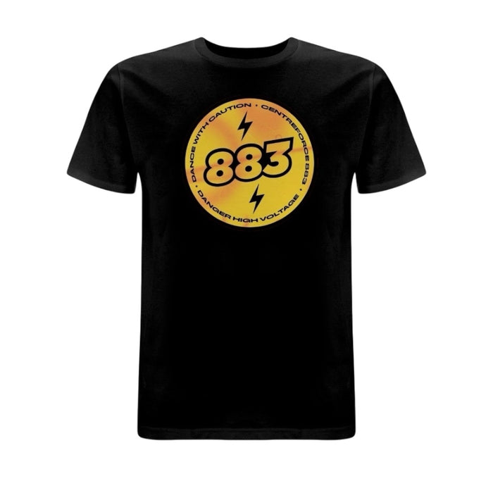 Centreforce Radio 883 High Voltage Black T-shirt featuring a large print logo on the front.