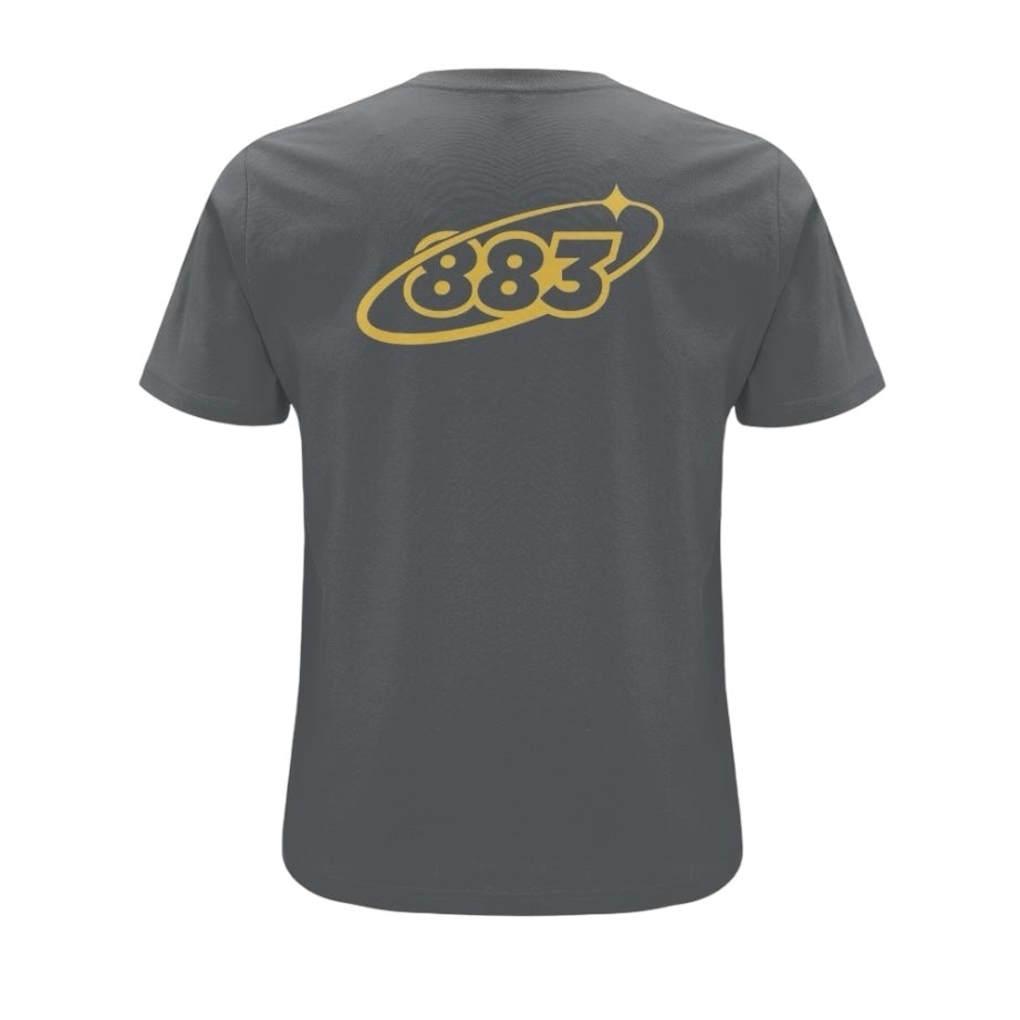 Anthracite Grey Centreforce 883 Orbit T-shirt - featuring a large yellow 883 Orbit logo on the back.