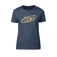 Centreforce Women's 883 Orbit Navy T-shirt with starry design front chest print in yellow.
