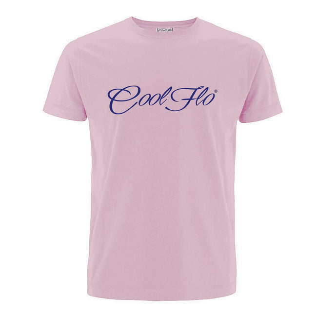 Dusky pink Cool Flo Classic Script men's t-shirt with navy logo