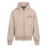 Cool Flo Custom Edition Stone-coloured Zipped Hoody with brown and tonal stone/khaki left-chest embroidery.