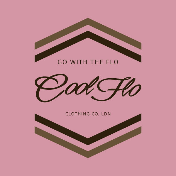 Cool Flo 'Go With The Flo' pink t-shirt with two-tone brown chest print.- rollover image.