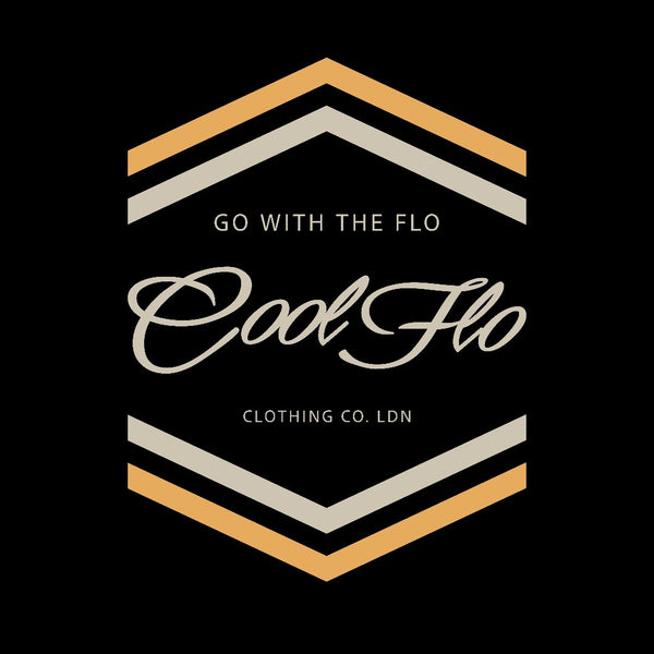 Cool Flo 'Go With The Flo 'black t-shirt with a cream and golden-yellow chest print.t - rollover image