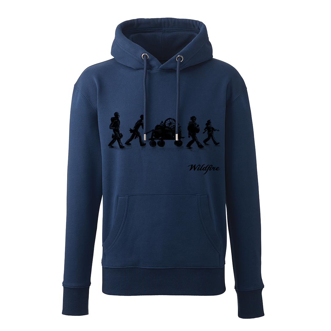 Leeroy Thornhill 'Shadows' designed by Lena Thornhill.  Navy blue hoody with large design in black printed on the front.