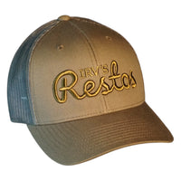 Buck trucker cap with tonal embroidered IRV's Restos logo - side view