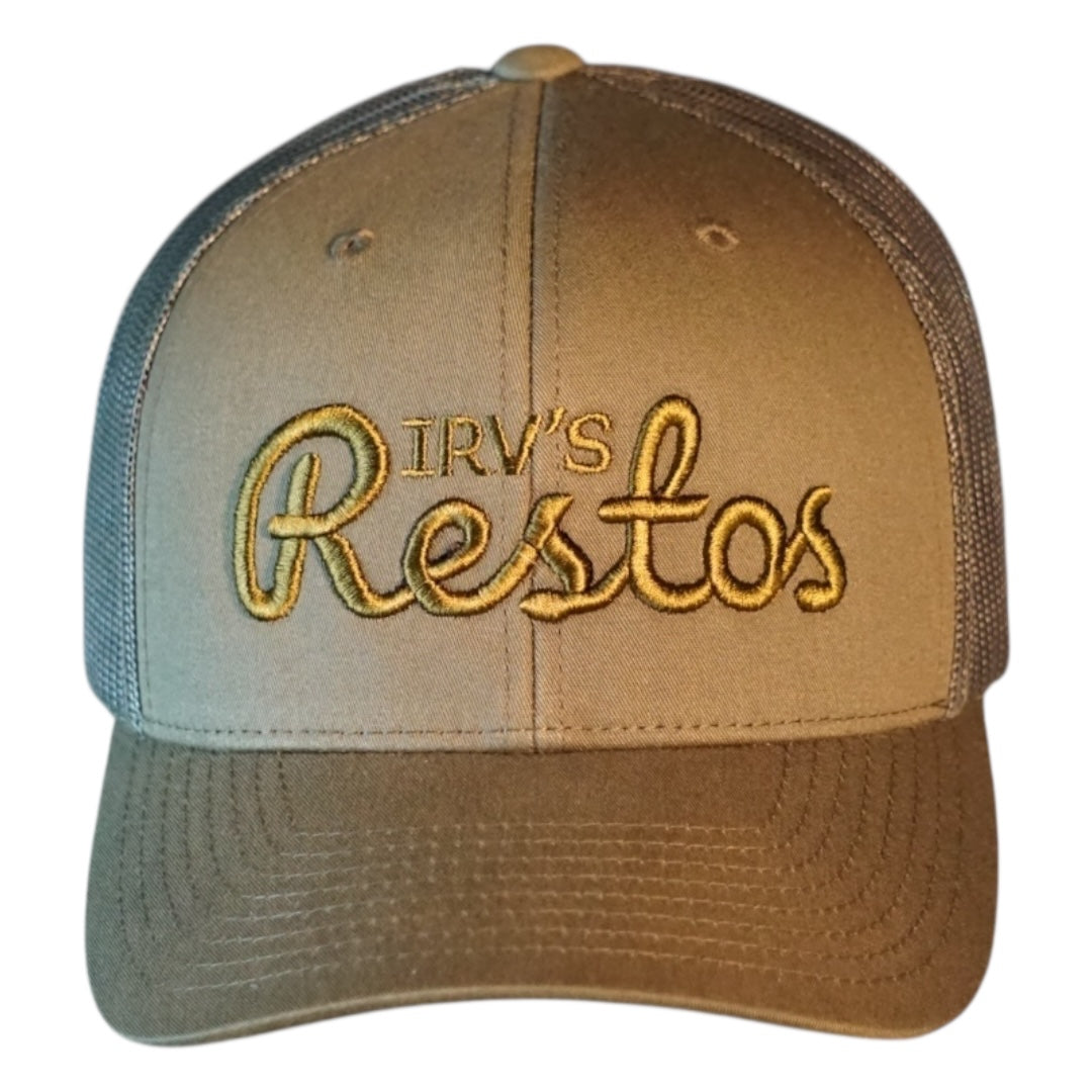 Buck trucker cap with tonal embroidered IRV's Restos logo - front view