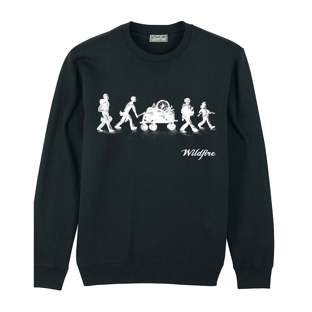 Leeroy Thornhill 'Shadows' sweatshirt designed by Lena Thornhill.  Black with 'Shadows' design printed in white on front.