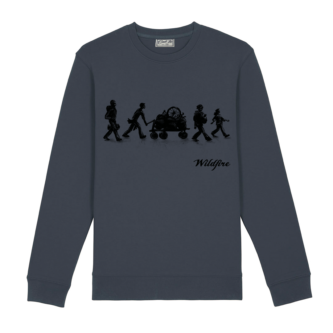 Leeroy Thornhill 'Shadows' sweatshirt designed by Lena Thornhill.  Dark grey with 'Shadows' design printed on front.