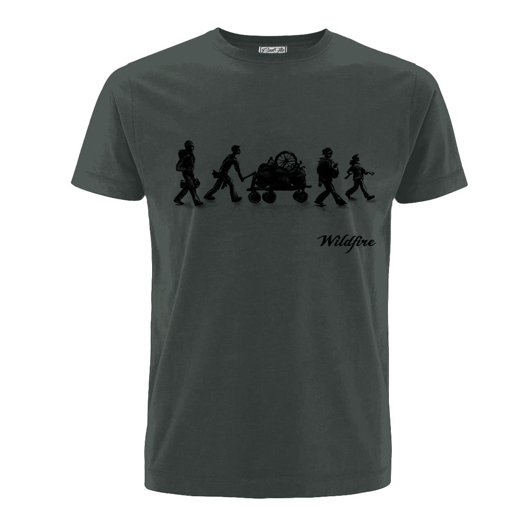 Leeroy Thornhill 'Shadows' t-shirt designed by Lena Thornhill.  Anthracite grey tee with 'Shadows' design printed in black on front.