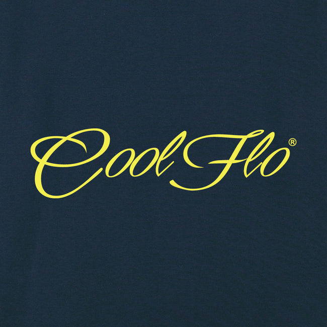 Classic Script Navy sweatshirt - yellow - close-up - Cool Flo