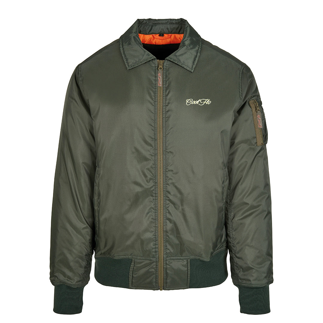 Collared Green Bomber Jacket