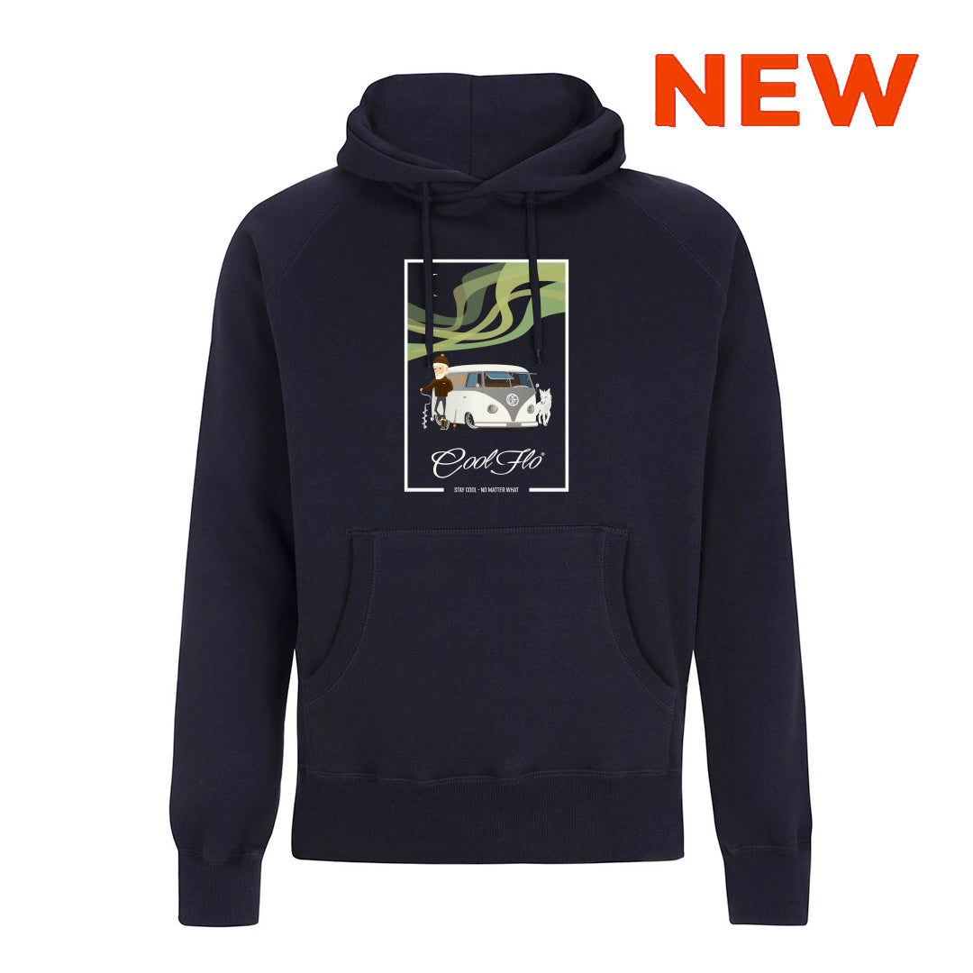 Northern Lights Navy Cool Flo Hoody - front and NEW