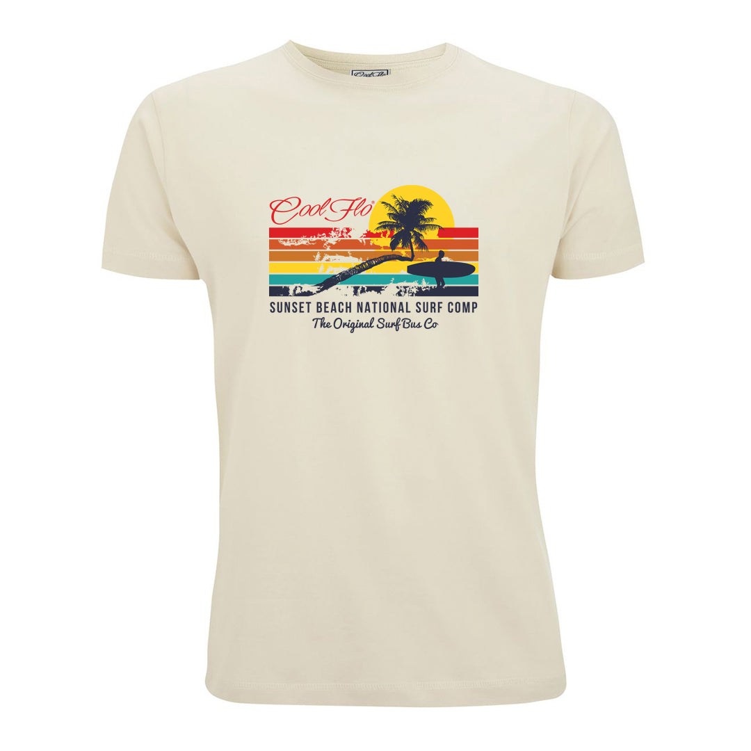 Sunset Beach - Cool Flo ivory t-shirt - surf design