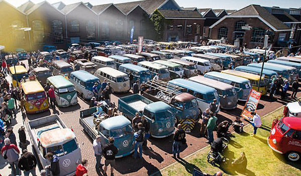 Arial view of the Barndoor Gathering. A vintage aircooled VW meet in Amersfoort in the Netherlands.