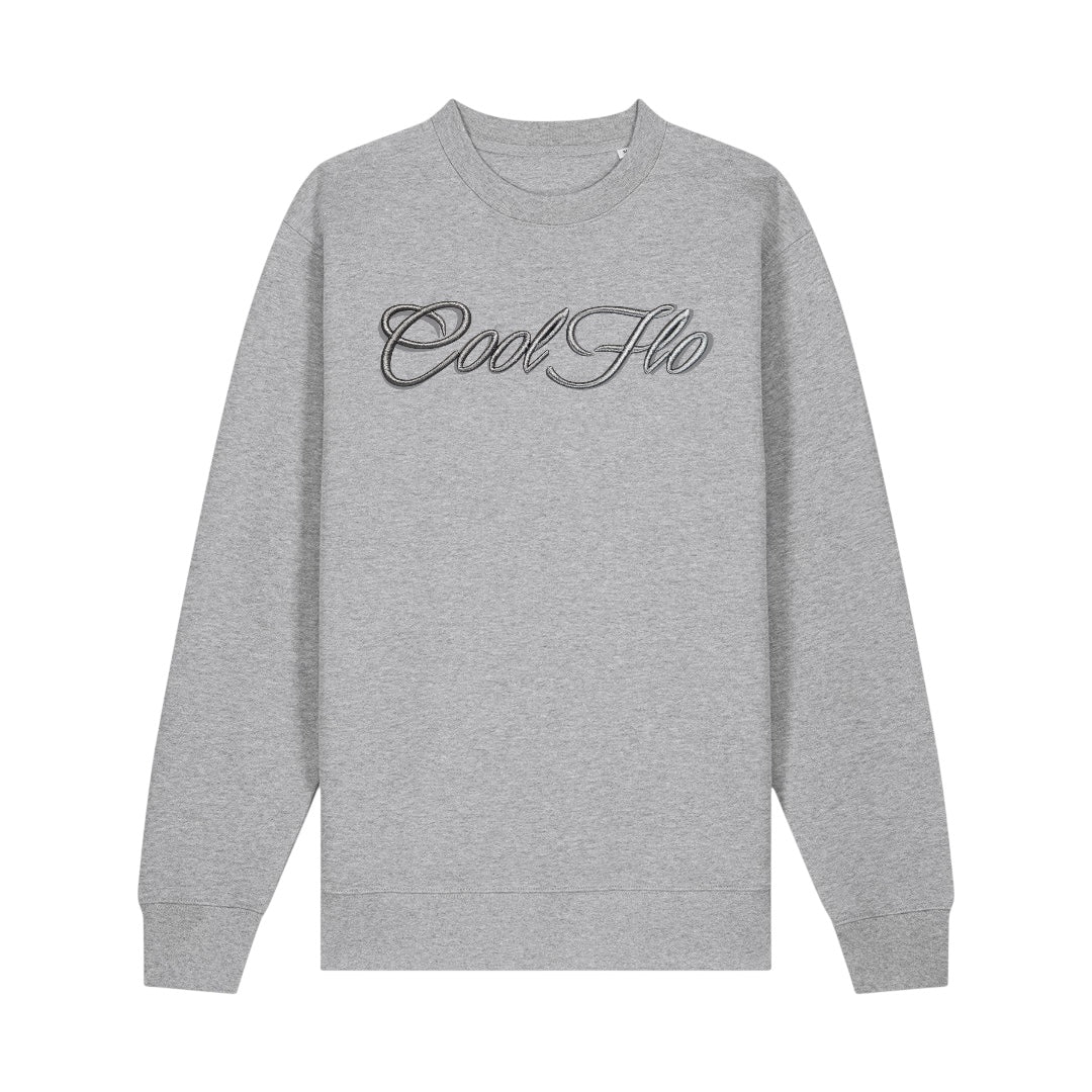 Cool Flo Embroidered 3D Script Sweatshirt - Grey