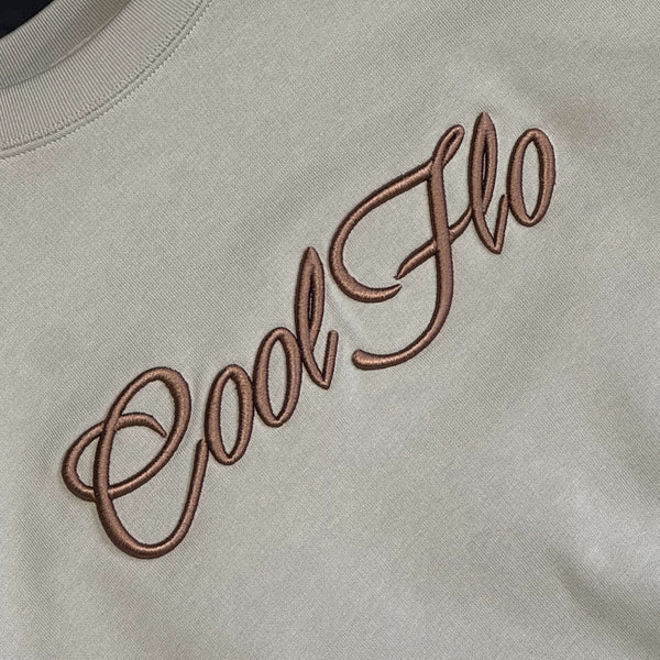 Cool Flo Embroidered 3D Script Hoody - Stone