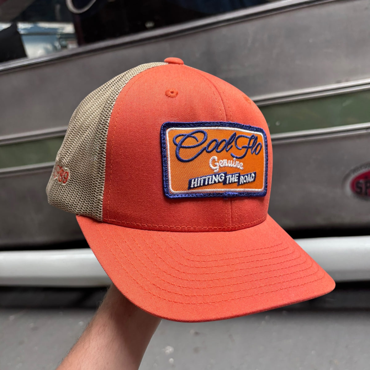 Cool Flo Hitting The Road Trucker Cap - Orange/Khaki