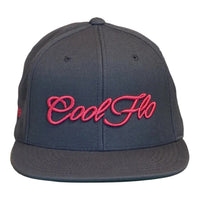 Cool Flo trucker cap in Dark Grey/Pink featuring a raised 3D embroidered Script logo and breathable mesh back panels