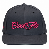 Cool Flo trucker cap in Dark Grey/Pink featuring a raised 3D embroidered Script logo and breathable mesh back panels.