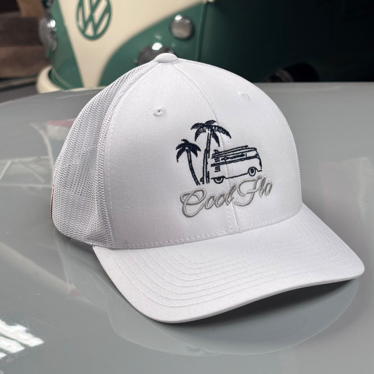 Cool Flo Surf Bus Trucker Cap - White
