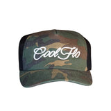 Camo White Script Trucker Cap