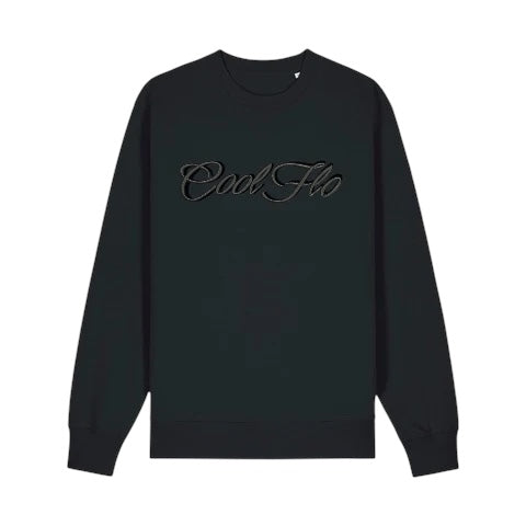 3D Embroidered Script Sweatshirt - Black – Cool Flo
