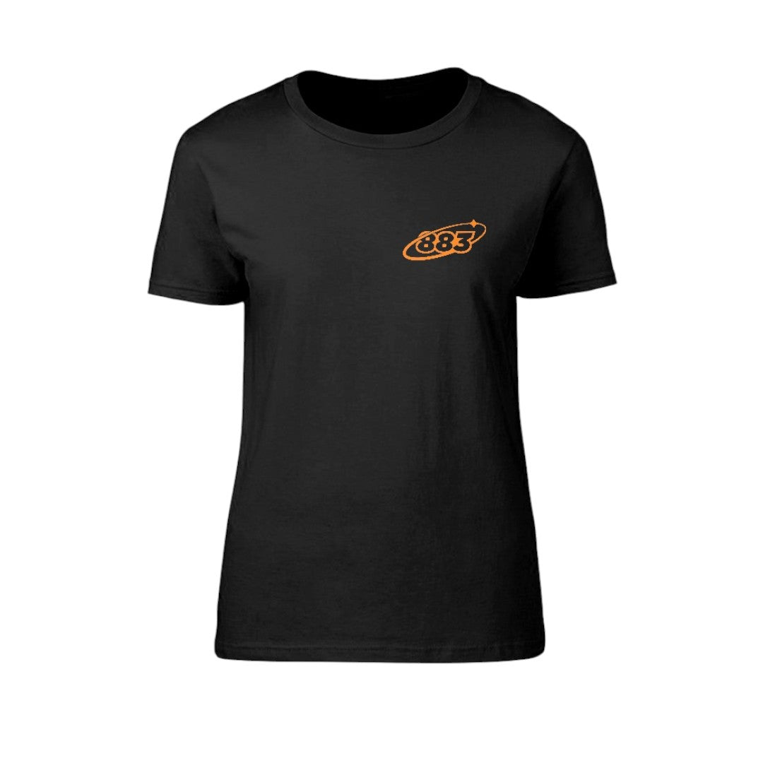 Black Centreforce t-shirt with orange 883 logo printed left-chest.