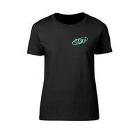 Centreforce black ladies t-shirt featuring a front left chest 883 Orbit logo on the left chest.