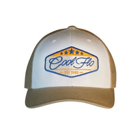 Cool Flo Khaki and White Five Star embroidered trucker cap.