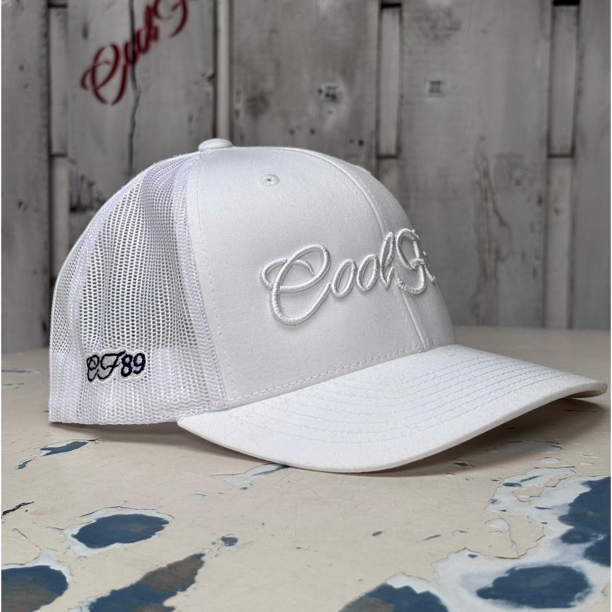 Cool Flo 3D Script Trucker Cap - White
