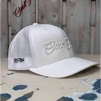 Cool Flo 3D Script Trucker Cap - White