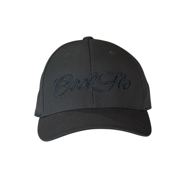 Charcoal baseball cap with a 12cm  script logo in matching embroidery on the front of the cap.