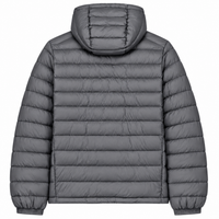 Back view of the Cool Flo Puffer Jacket in anthracite showing the hood and quilted finish.