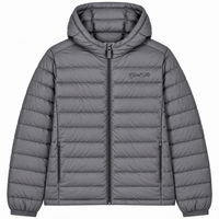 Cool Flo Puffer Jacket in anthracite with tonal embroidered Cool Flo Script logo, hood, zipped pockets and quilted finish.