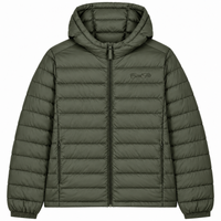 Cool Flo Puffer Jacket in Khaki with tonal embroidered Cool Flo Script logo, hood, zipped pockets and quilted finish.