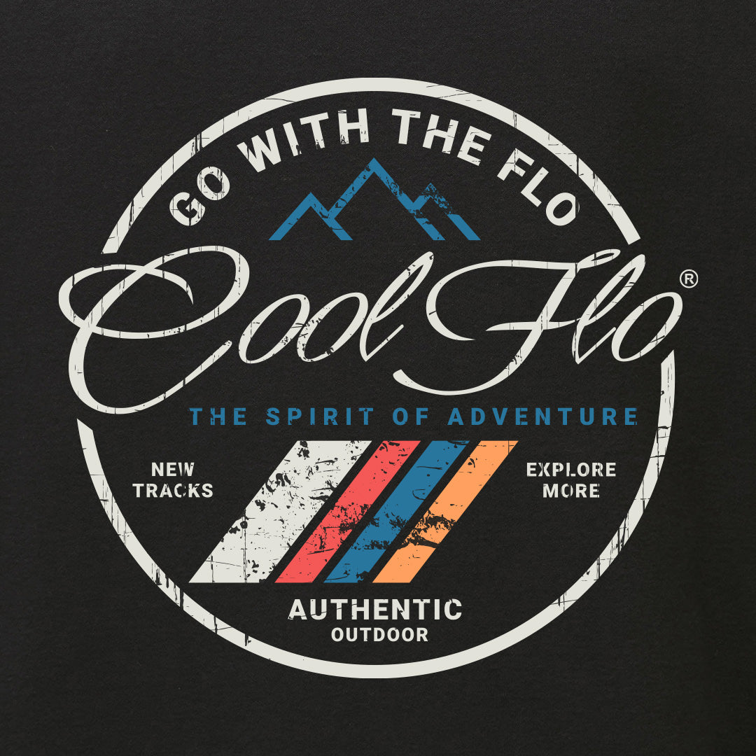 Cool Flo 'Adventure' black sweatshirt with full colour print on the front. 