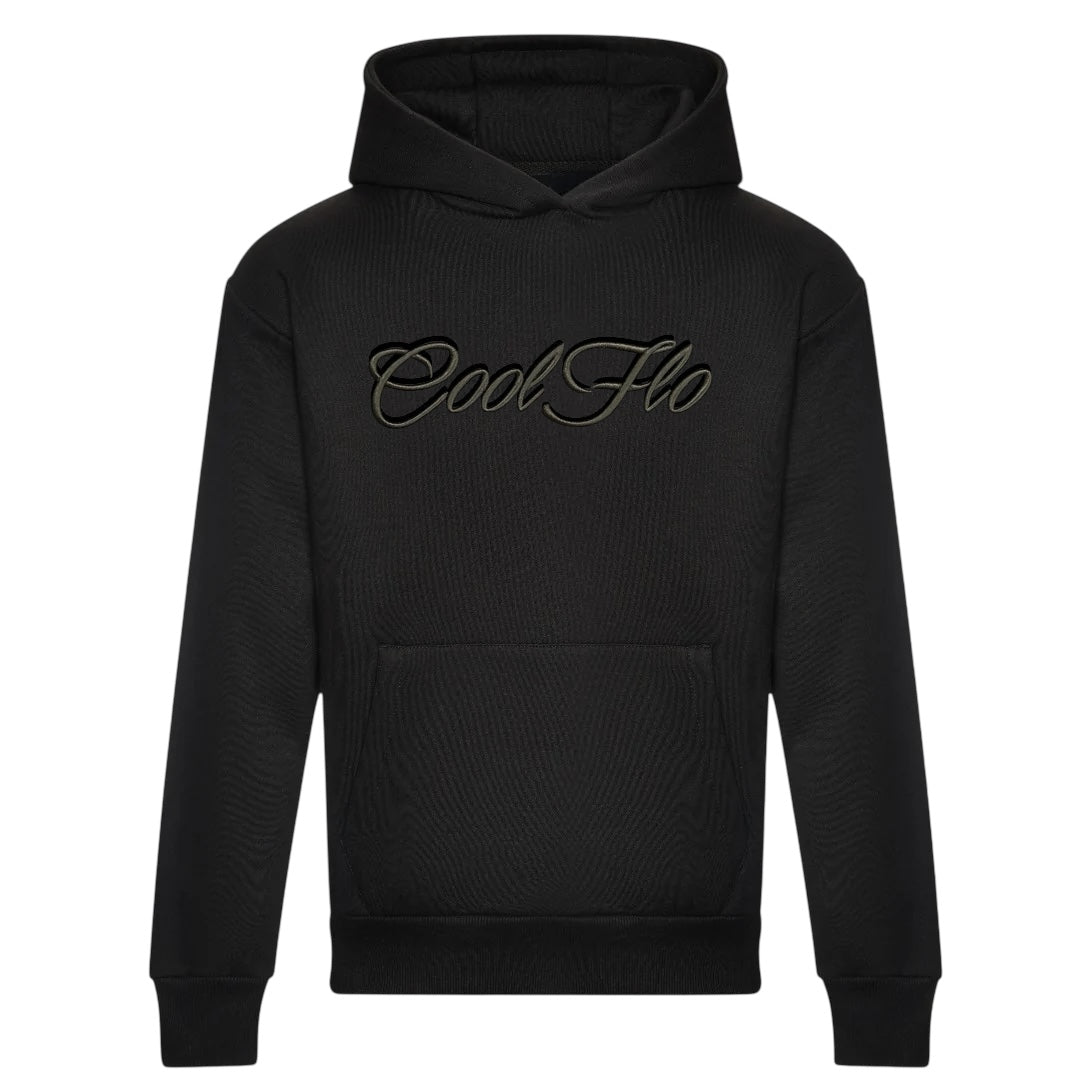 Cool Flo Embroidered 3D Script Hoody - Black