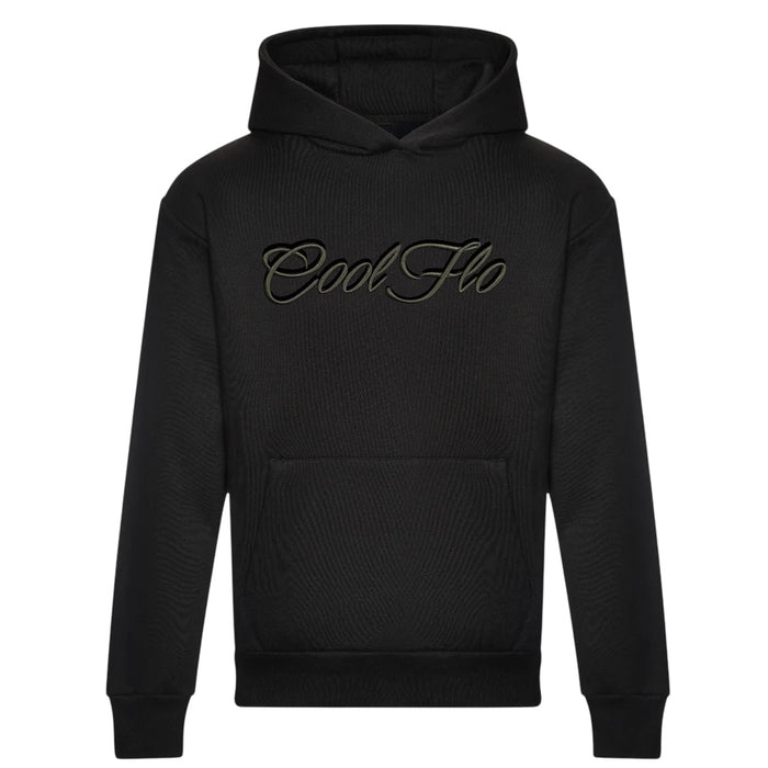 Cool Flo Embroidered 3D Script Hoody - Black