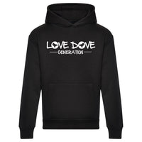 Classic Black Hoody with Love Dove Generation logo printed  in white across the chest  - from the DJ Billy Daniel Bunter/Cool Flo Col-Lab Collection