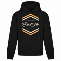 Cool Flo Chevron black hoodie with cream and yellow chest print