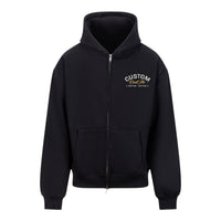 Cool Flo Custom Edition Black Zip Hoody with silver and yellow left-chest embroidery.
