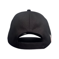 Black baseball cap with embroidered white 'Love Dove Generation' on the front.  Rip-Strip™ size adjuster for the perfect fit - rear view.