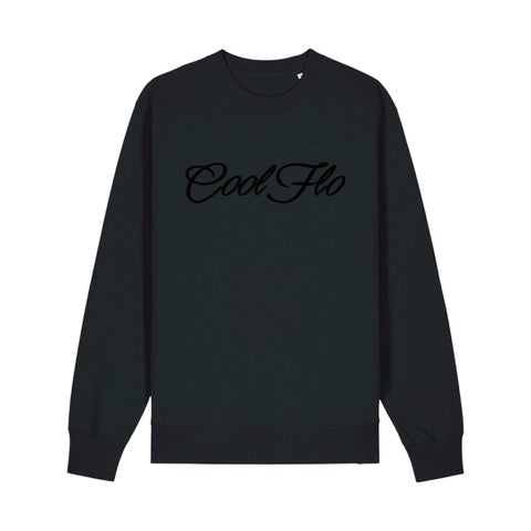 Cool Flo black sweatshirt with 3D black high build embroidered script logo.