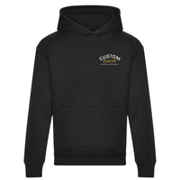 Cool Flo Custom Edition Pullover Hoody in Black with custom silver embroidery and yellow logo on left chest. 