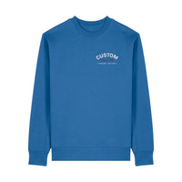 Cool Flo Custom Edition Sweatshirt in Blue with custom white embroidery and burgundy logo on left chest. 