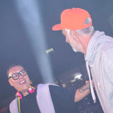 Clockwork Orange DJ Danny Gould wearing orange C30 snapback cap with Gok Wan