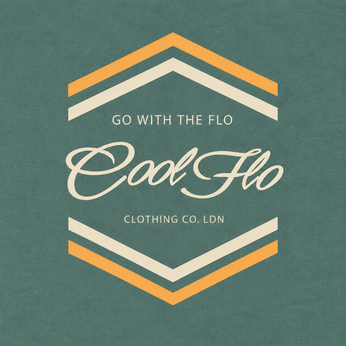 Cool Flo Go With The Flo Green Bay sweatshirt with cream and yellow-orange chest print design- rollover image.