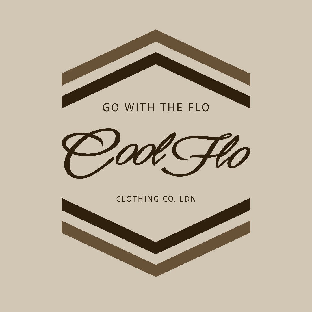 Cool Flo Chevron stone hoodie with a bold two-tone brown 'Go With The Flo' chest print - close up.